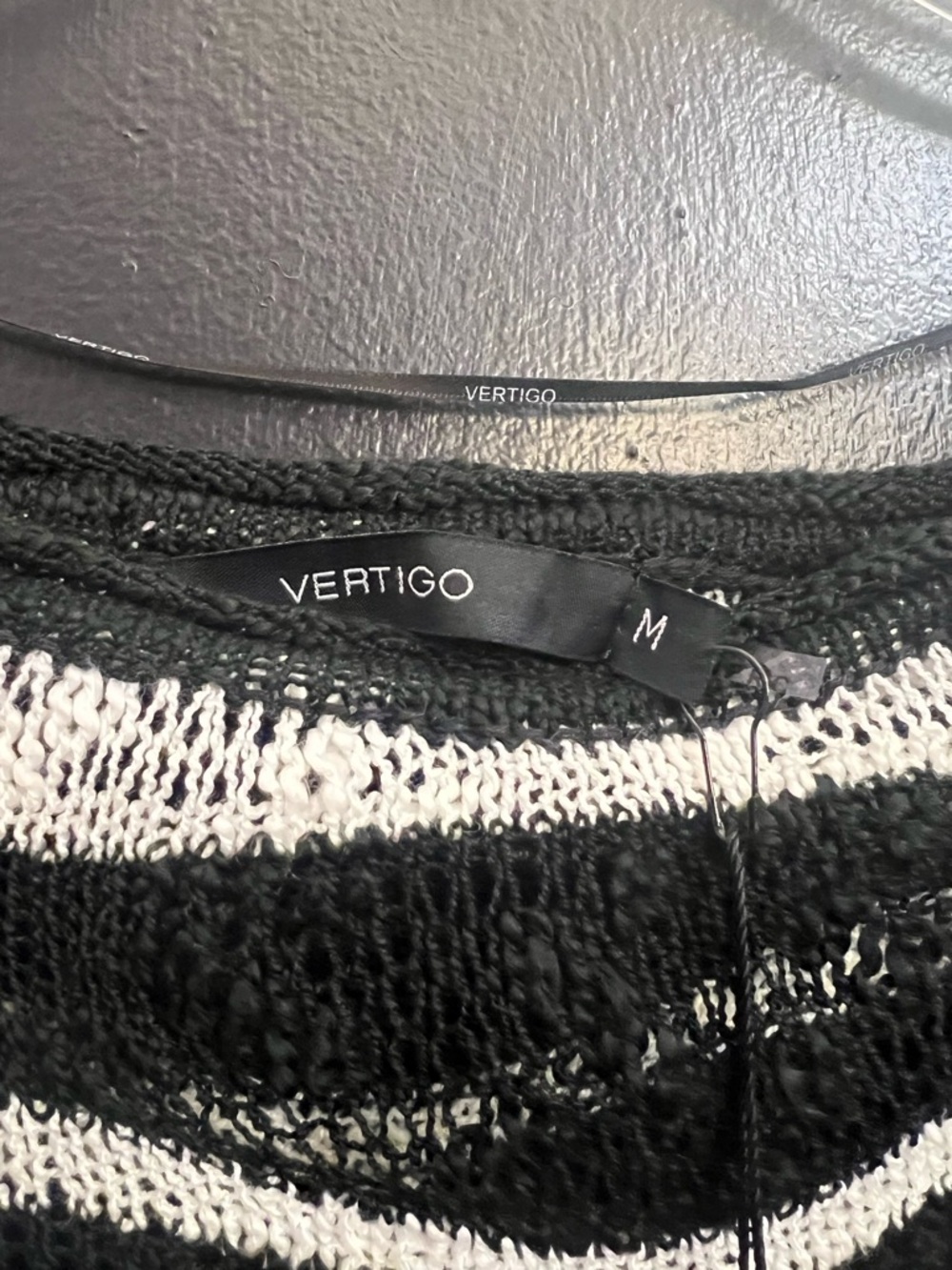 Vertigo Paris Striped Knit Dress Black and White - Picture 3 of 5